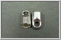 Endkappen "Rundes Ende", 8x5mm, silberfb., Messing, 2 Stk.