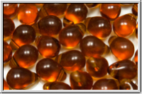 Drop Beads, 6x9mm, topaz, dk., trans., 20 Stk.