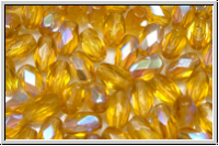 B�hm. Glasschliffperle, Olive, 6x4mm, topaz, lt., trans., AB, 25 Stk.