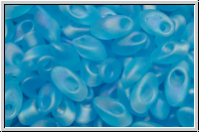 LMA-0148fr, MIYUKI Long Magatamas, 4x7mm, aqua, trans., matte, AB, 80 Stk.