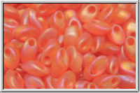 LMA-0138fr, MIYUKI Long Magatamas, 4x7mm, orange, trans., matte, AB, 80 Stk.