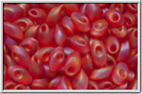 LMA-0140fr, MIYUKI Long Magatamas, 4x7mm, red, trans., matte, AB, 80 Stk.