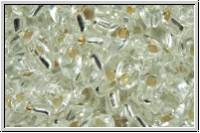 LMA-0001, MIYUKI Long Magatamas, 4x7mm, crystal, trans., silver-ld., 80 Stk.