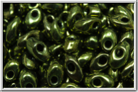 LMA-0459, MIYUKI Long Magatamas, 4x7mm, olivine, met., 80 Stk.