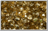 B�hm. Glasschliffperle, feuerpol., 4mm, crystal, trans., half apollo, lt. topaz, 50 Stk.