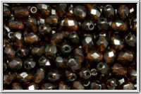 B�hm. Glasschliffperle, feuerpol., 4mm, topaz, sm., dk., trans., 50 Stk.