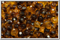 B�hm. Glasschliffperle, feuerpol., 4mm, topaz, trans., wolkig, 50 Stk.