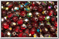 B�hm. Glasschliffperle, feuerpol., 4mm, siam, trans., half vitex, 50 Stk.