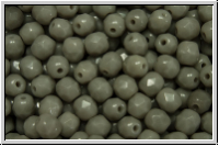 B�hm. Glasschliffperle, feuerpol., 4mm, grey, dk., op., 50 Stk.