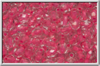 B�hm. Glasschliffperle, feuerpol., 4mm, crystal, trans., neon pink-ld., 50 Stk.
