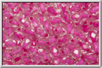 B�hm. Glasschliffperle, feuerpol., 4mm, crystal, trans., pink-ld., 50 Stk.