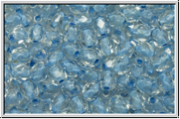 B�hm. Glasschliffperle, feuerpol., 4mm, crystal, trans., aqua-ld., 50 Stk.