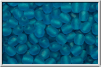 B�hm. Glasschliffperle, feuerpol., 4mm, capri blue, trans., matte, 50 Stk.
