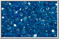 B�hm. Glasschliffperle, feuerpol., 4mm, capri blue, trans., luster, 50 Stk.