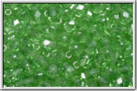 B�hm. Glasschliffperle, feuerpol., 4mm, peridot, lt., trans., luster, 50 Stk.