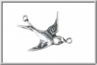 Anh�nger/Verbinder "Schwalbe, rechts" TRINITY BRASS, 19,5x16,5mm, antikversilbert, Messing, 1 Stk.