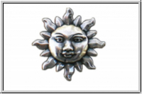 Anh�nger "Sonne", 32mm, Stamping, antikversilbert, Messing, 1 Stk.
