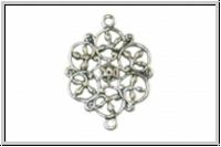 Anh�nger/Verbinder "Blume, filigran" TRINITY BRASS, Stamping, 19x13mm, antikversilbert, Messing, 1 Stk.