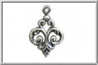 Anh�nger "Fancy Fleur" TRINITY BRASS, Stamping, 19x13mm, antikversilbert, Messing, 1 Stk.