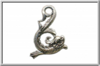 Anh�nger "Asian Dolphin", 45x32 mm, Stamping, antikversilbert, Messing, 1 Stk.