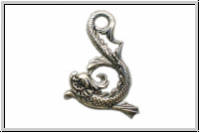 Anh�nger "Asian Dolphin", 45x32 mm, Stamping, antikversilbert, Messing, 1 Stk.
