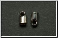 Endkappen "Rundes Ende", 7x4mm, silberfb., Messing, 2 Stk.