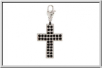Rico Design Big Charms "Kreuz mit Strass", schwarz, 1 Stk.