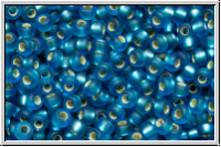 RR-11-0025f, MIYUKI Rocailles, 11/0, blue, capri, trans., silver-ld., matte, 10g