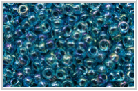 RR-11-0339, MIYUKI Rocailles, 11/0, aqua, trans., blue-ld., AB, 10g