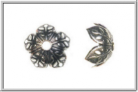Perlenkappe "Bl�tenkelch, floral. Muster" TRINITY BRASS, 8x4mm, antikversilbert, Messing, 1 Stk.