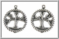 Anh�nger "Tree of Life" TRINITY BRASS, 20x24mm, antikversilbert, Messing, 1 Stk.