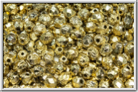 B�hm. Glasschliffperle, feuerpol., 4mm, crystal, trans., full amber, ge�tzt, 50 Stk.