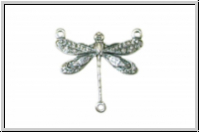 Verbinder "Small Dragonfly, 3-Ring" TRINITY BRASS, 17x16mm, antikversilbert, Messing, 1 Stk.