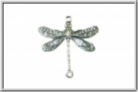 Verbinder "Small Dragonfly 2-Ring" TRINITY BRASS, 17x16mm, antikversilbet, Messing, 1 Stk.
