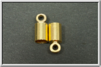 Endkappen "Tonne", 9x4mm, goldfb., Messing, 2 Stk.