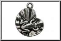 Anh�nger "Frosch auf Seerosenblatt", 16 x 20 mm, antiksilberfb., Metall, 1 Stk.