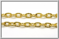 Gliederkette, oval, gerillt, 4x3mm, goldfb., Eisen, Preis/m