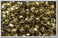 B�hm. Glasschliffperle, feuerpol., 4mm, bronze, dorado, met., 50 Stk.