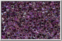 DB0056, MIYUKI Delica, 11/0, crystal, trans., magenta-ld., AB, 5g