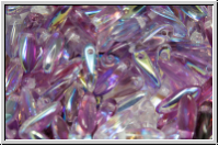 Dagger, 3x8mm, crystal, trans., fuchsia ombriert, AB, 50 Stk.