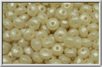 b�hm. Schliffperle, Donut, 2x3mm, crystal, trans., eggshell waxed, matte, 30 Stk.