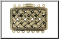 Federschlie�e "Gartenzaun", Metall, old palladium plated, antiksilberfb., 2x7 �sen, 1 Stk.