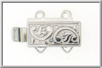 Federschlie�e "floral", Metall, rhodium plated, silberfb., 2x2 �sen, 1 Stk.