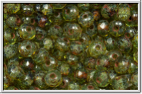 b�hm. Schliffperle, Donut, 2x3mm, khaki, trans., picasso, 30 Stk.