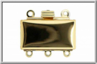 Federschlie�e "glatt", Metall, 23kt gold plated, goldfb., 2x3 �sen, 1 Stk.
