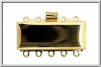 Federschlie�e "glatt", Metall, 23kt gold plated, goldfb., 2x5 �sen, 1 Stk.