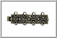 Federschlie�e "Gotik", Metall, old palladium plated, antiksilberfb., 2x4 �sen, 1 Stk.