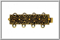 Federschlie�e "Gotik", Metall, 23kt gold plated, antikgoldfb., 2x4 �sen, 1 Stk.