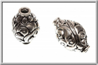 Metallperle "floral. Muster", olive, 31x21mm, antiksilberfb., Tibetsilber, 1 Stk.