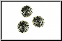 Metallperle "Bali-Olive", 8x7mm, antiksilberfb., Tibetsilber, 5 Stk.